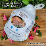 Ayam Kalkun young tender turkey VALLEY FARMS Minnesota USA with pop-up timer HALAL frozen +/- 6 kg/pc (price/kg)